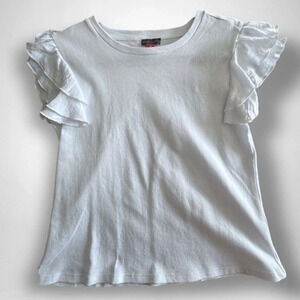 Vince Camuto White top with small ruffle sleeves mixed media Size XSMALL NEW